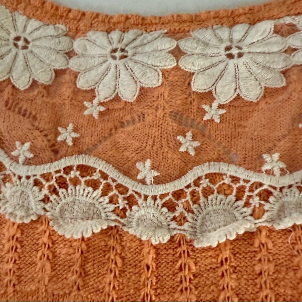 Style & Co. Crocheted Tunic Peach Lace Accents Long Sleeve Top Women’s Size Med - Picture 9 of 12